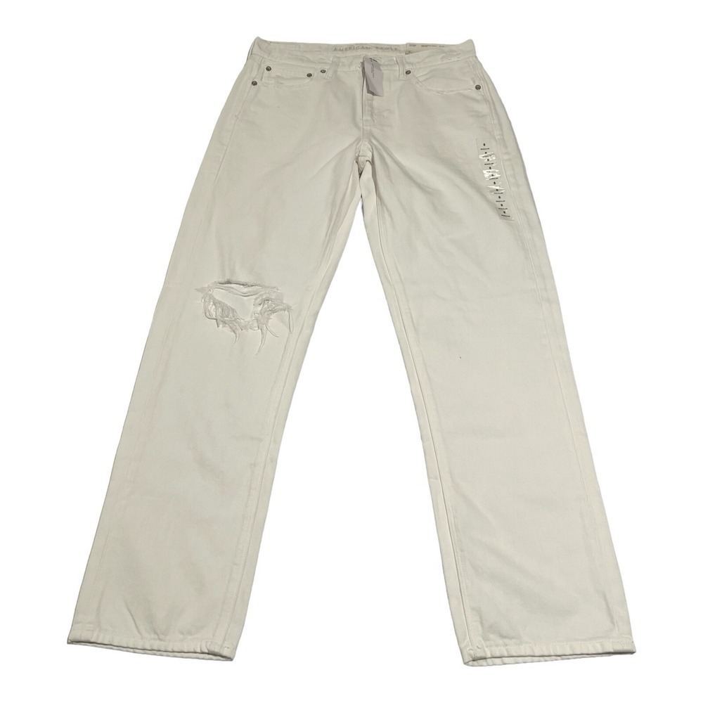 NWT American Eagle 90s‎ Straight Jeans Women's 8 W29 White High Rise
